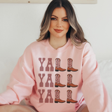 Yall Yall Yall Dusty Pink Cowboy Cowgirl Western Boots Sweatshirt