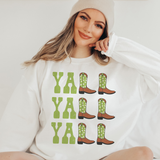 Yall Yall Yall Light Green Cowboy Cowgirl Western Boots Sweatshirt