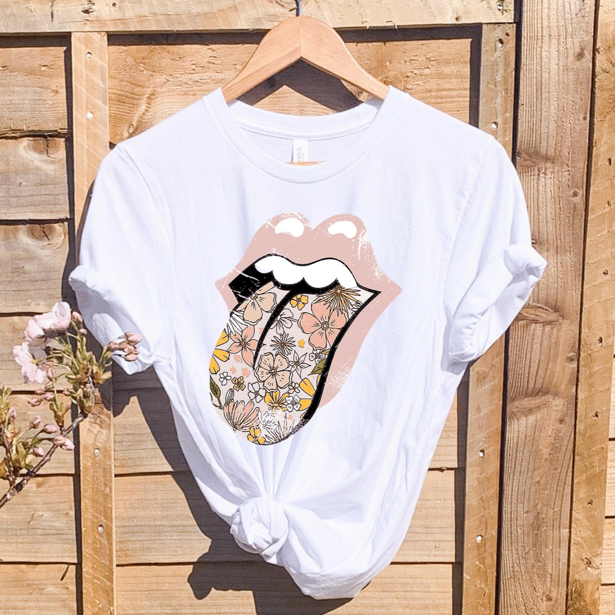 Women's Floral Tongue Vintage Graphic