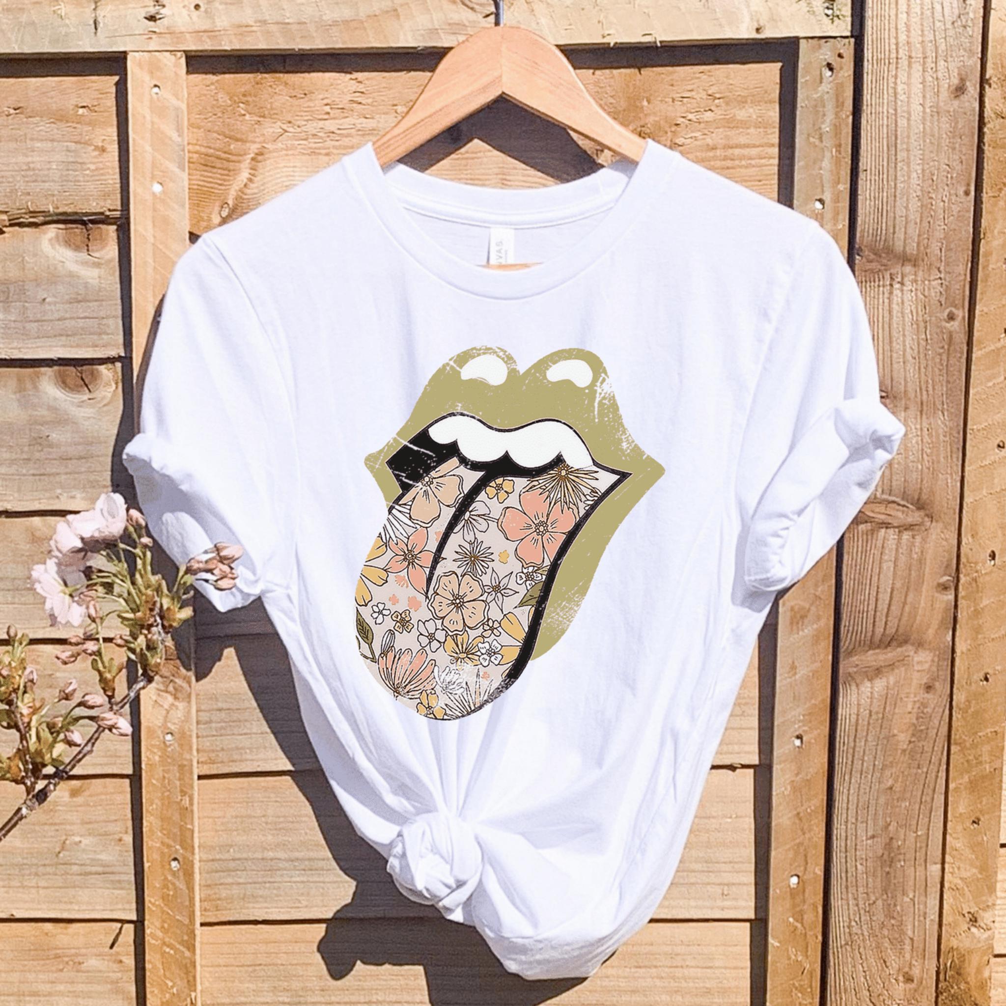 Women's Floral Tongue Vintage Graphic