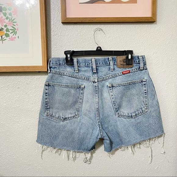 Wrangler high waisted light wash denim cutoffs size 33