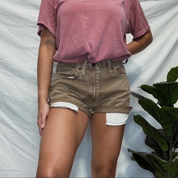 Wrangler tan/khaki High waisted denim Cutoffs. Waist Size 28