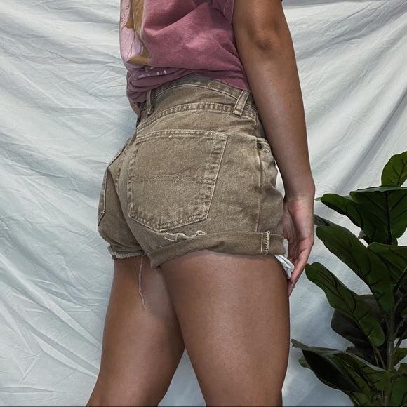 Wrangler tan/khaki High waisted denim Cutoffs. Waist Size 28