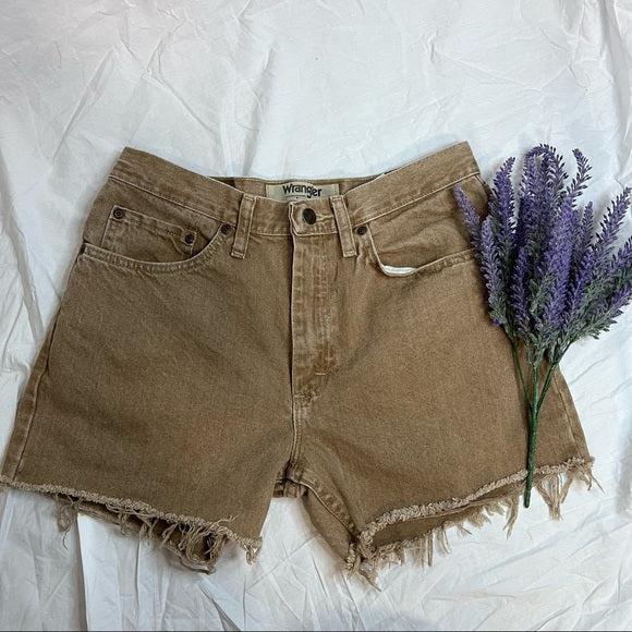 Wrangler tan/khaki High waisted denim Cutoffs. Waist Size 28