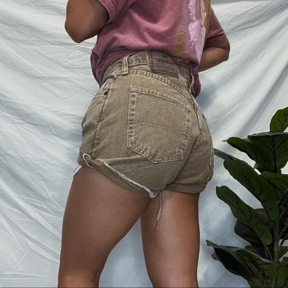 Wrangler tan/khaki High waisted denim Cutoffs. Waist Size 28