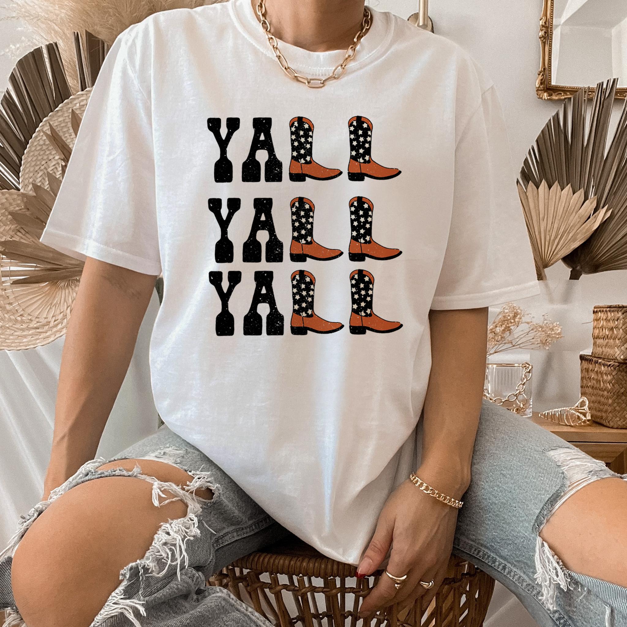 Yall Yall Yall Black and Orange Cowboy Cowgirl Western Boots