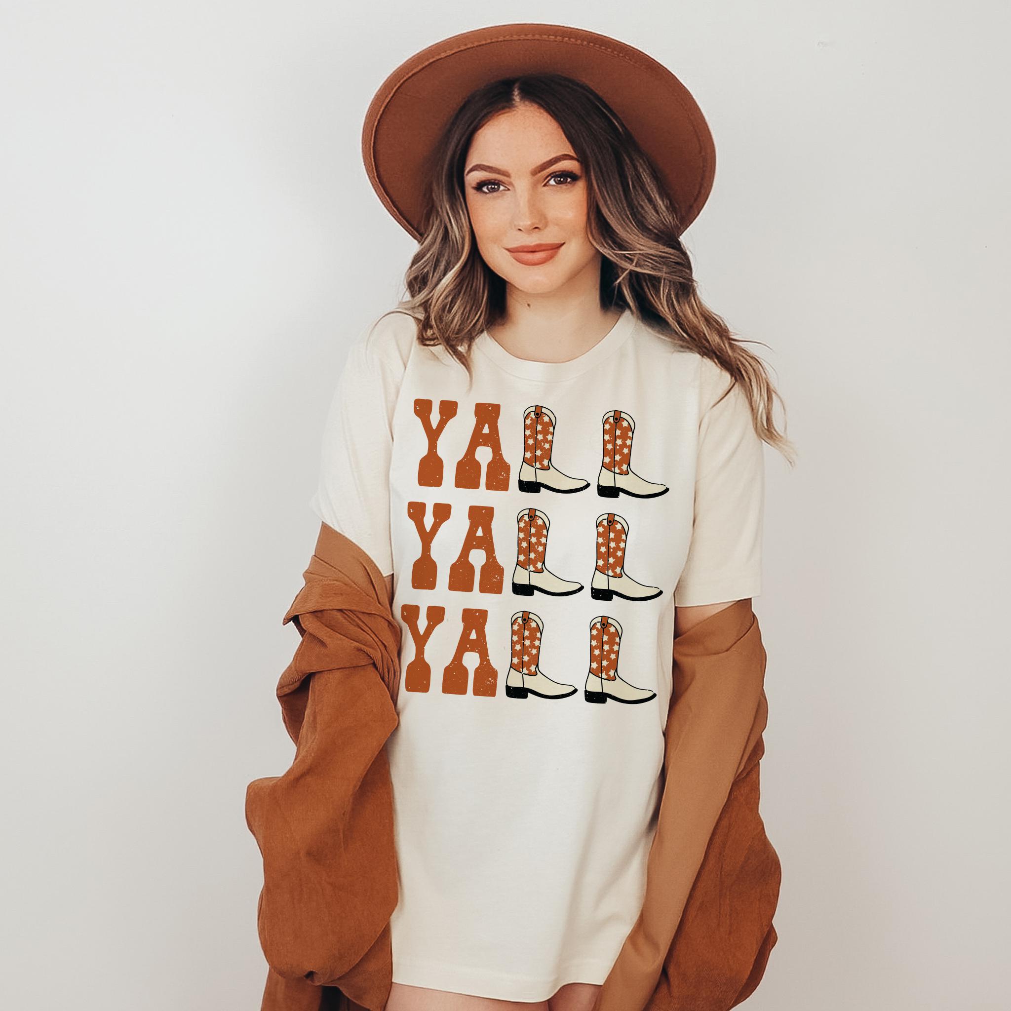 Yall Yall Yall Burnt Orange Longhorns Cowboy Cowgirl Western Boots